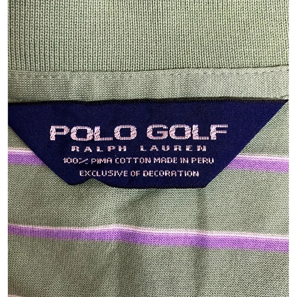Polo Golf Ralph Lauren Polo Shirt Mens XL Green Purple Striped Performance